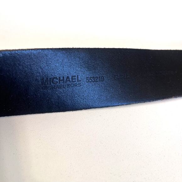 Michael Kors Leather Wide Women Statement Belt Size S Black Silver Buckle 553219 - Picture 5 of 7